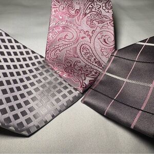 Kenneth Cole, Croft & Barrow, Geoffrey Beene Pink and Gray Tie Trio